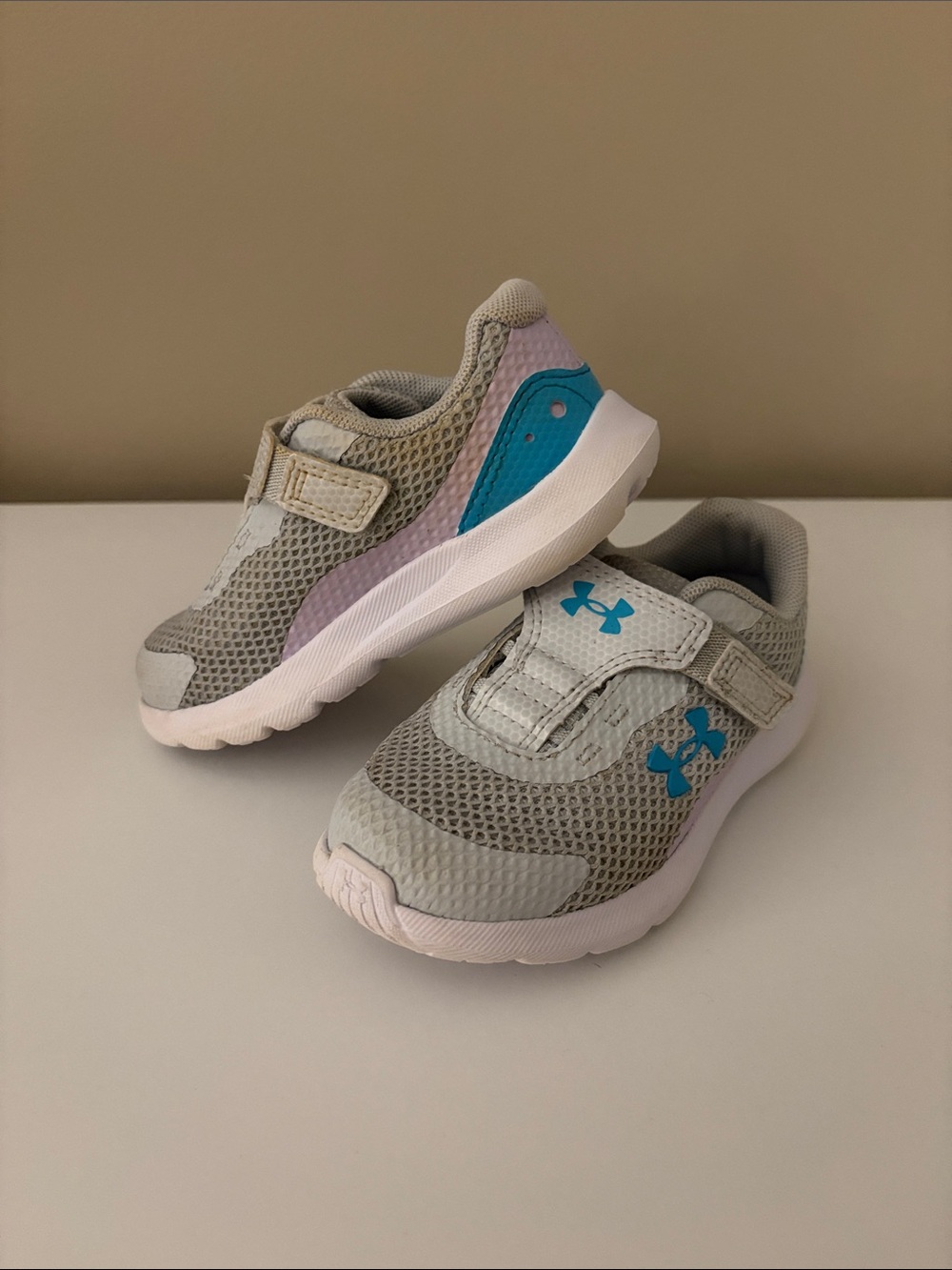 Under Armour Kids' Gray and Teal Athletic Sneakers
